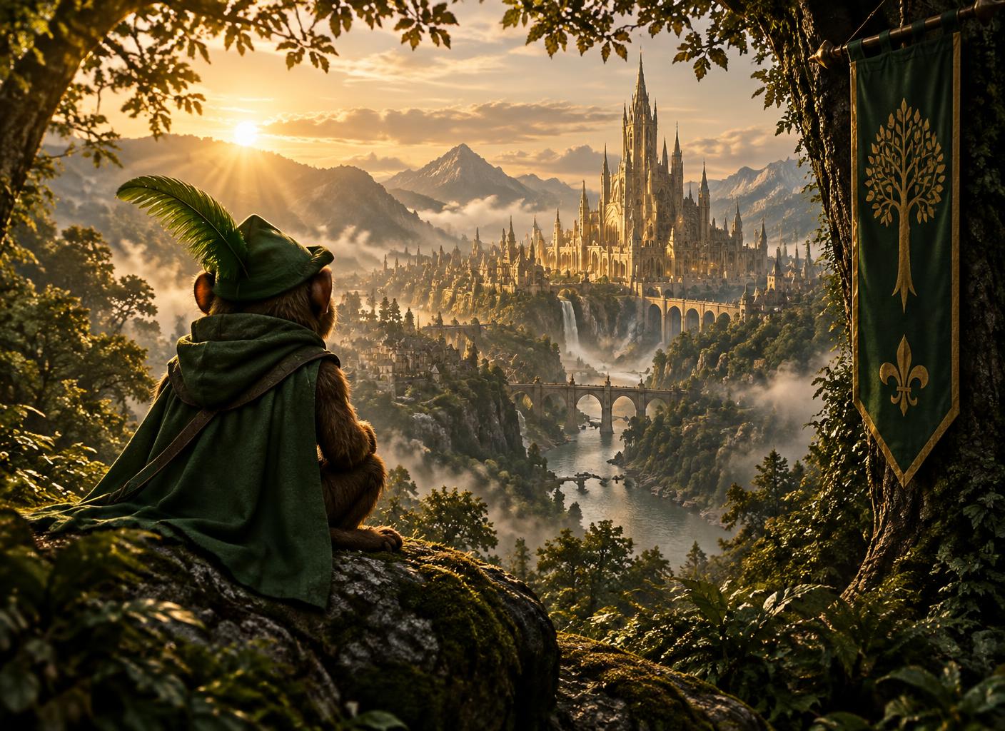 DALV looking out over the distant city at sunrise